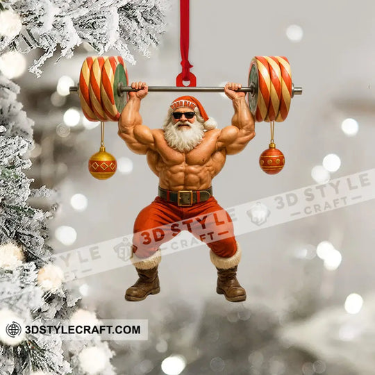 Weightlifting Santa, Home Decor, Christmas Ornament, Personalized Ornament style option 4