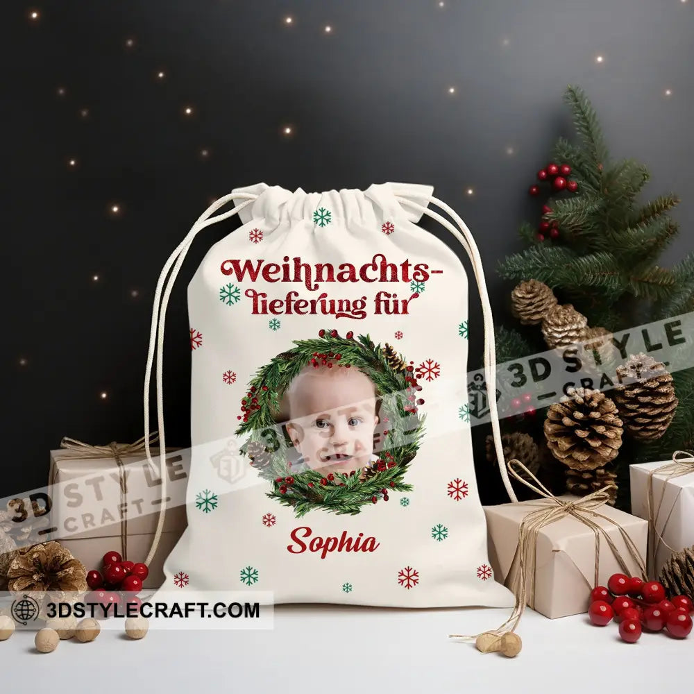 Weihnachts Lieferung Fur Custom Photo And Text Personalized String Bag Christmas Gift