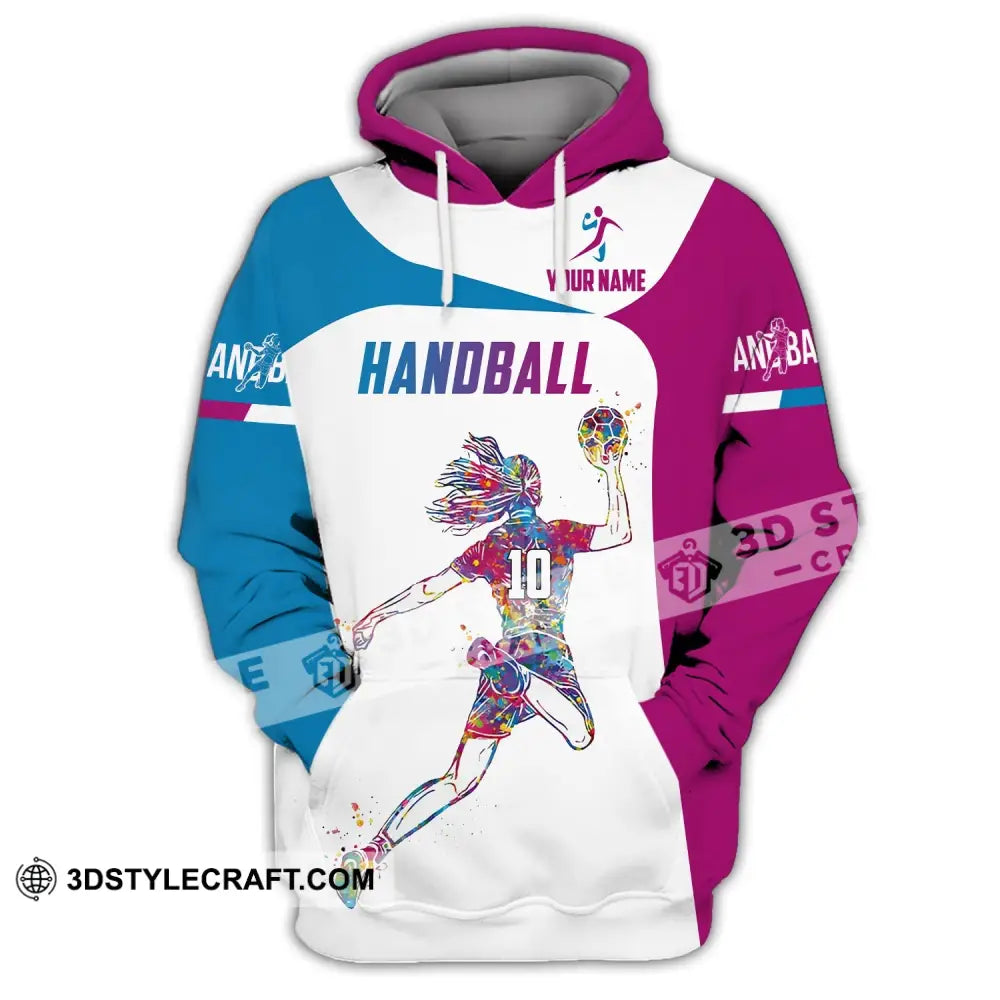 Woman Shirt Custom Name And Number Handball Polo Long Sleeve Club Uniform Lover Gift Hoodie / S