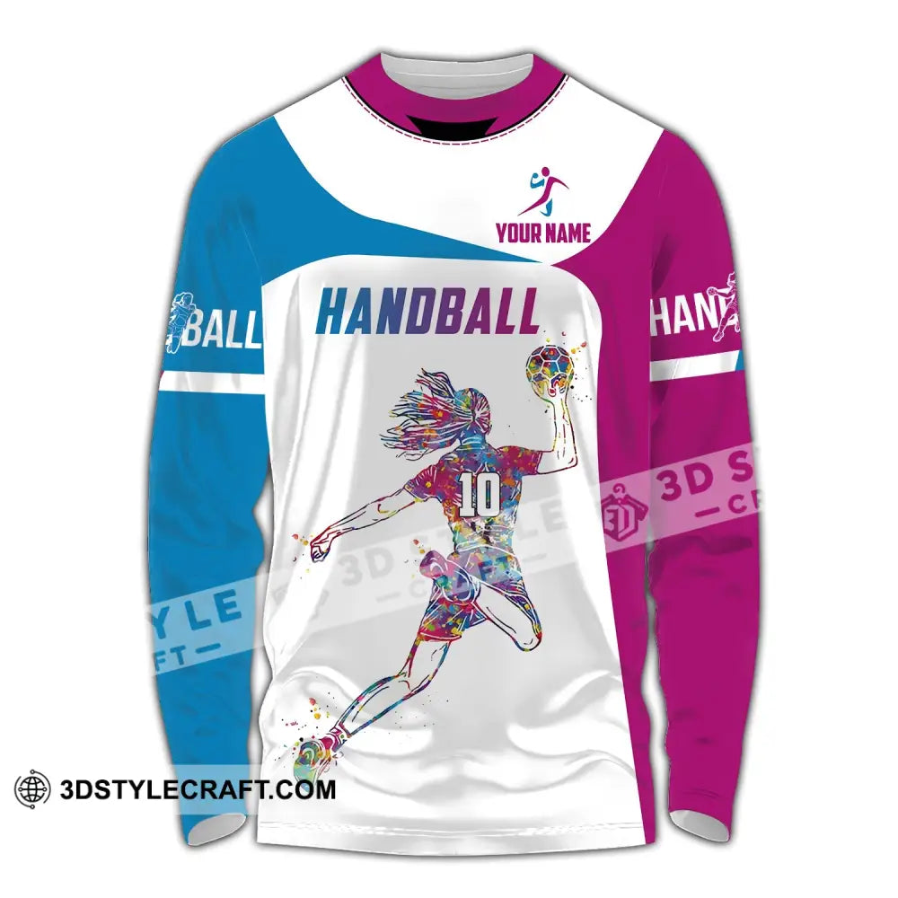 Woman Shirt Custom Name And Number Handball Polo Long Sleeve Club Uniform Lover Gift / S T-Shirt