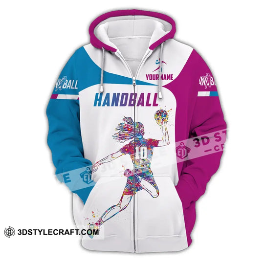 Woman Shirt, Custom Name and Number Handball Shirt, Handball Polo Long Sleeve, Handball Club Uniform, Handball Lover Gift style option 3