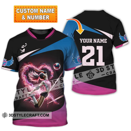 Woman Shirt, Custom Name and Number Volleyball Shirt, Volleyball  Love T-Shirt style option 1