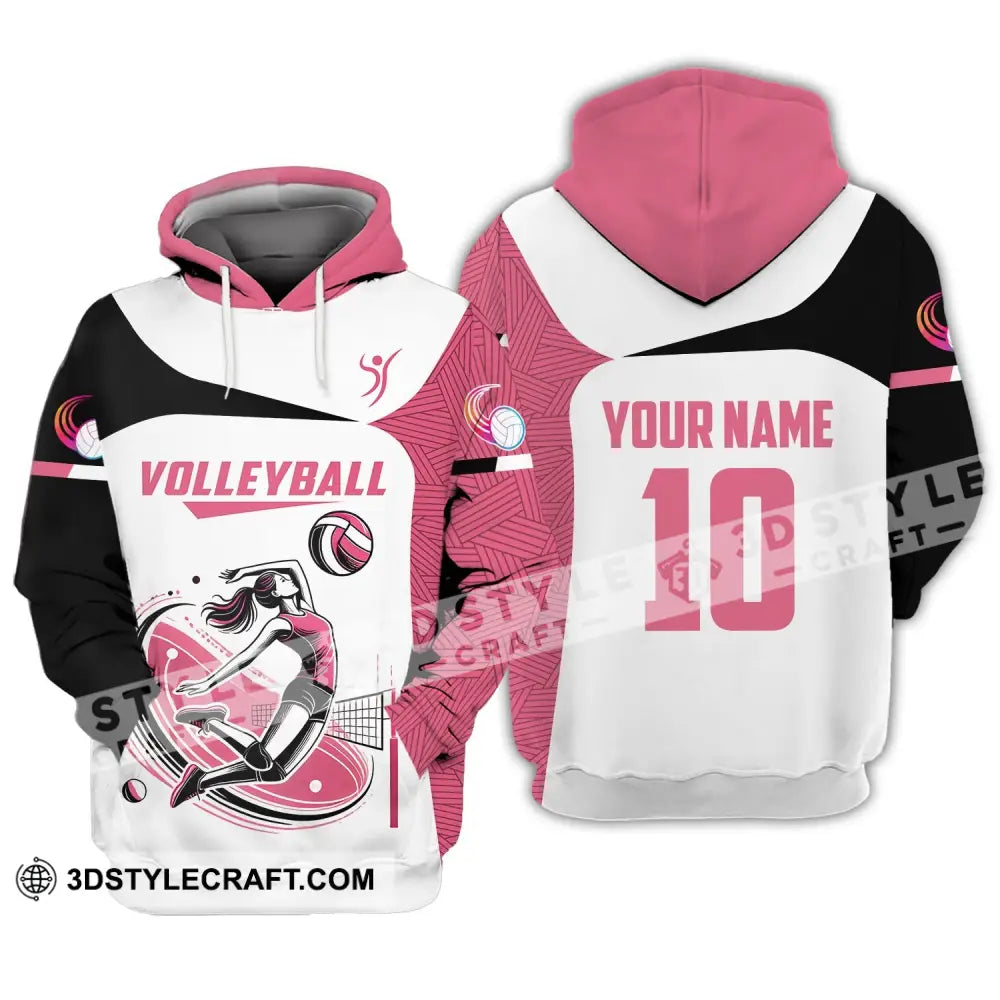 Woman Shirt Custom Name And Number Volleyball Polo Long Sleeve Club Uniform Lover Gift Hoodie / S