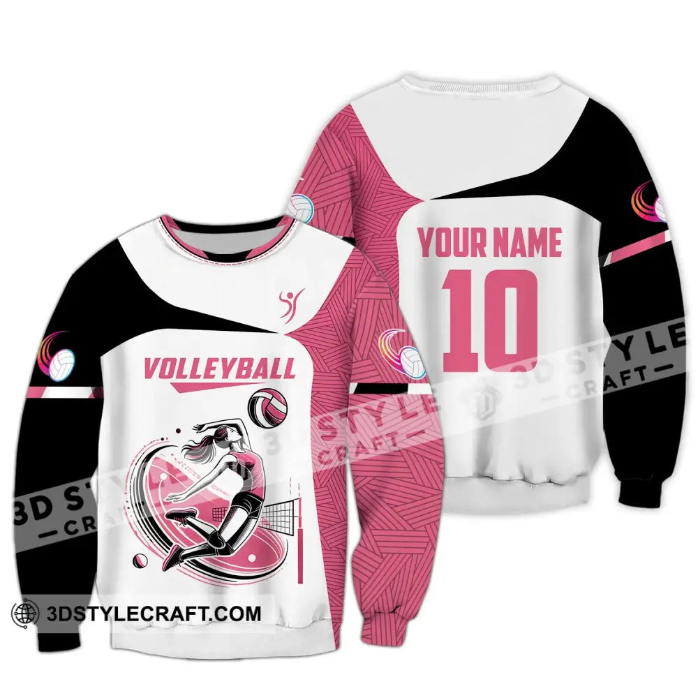 Woman Shirt Custom Name And Number Volleyball Polo Long Sleeve Club Uniform Lover Gift / S T-Shirt