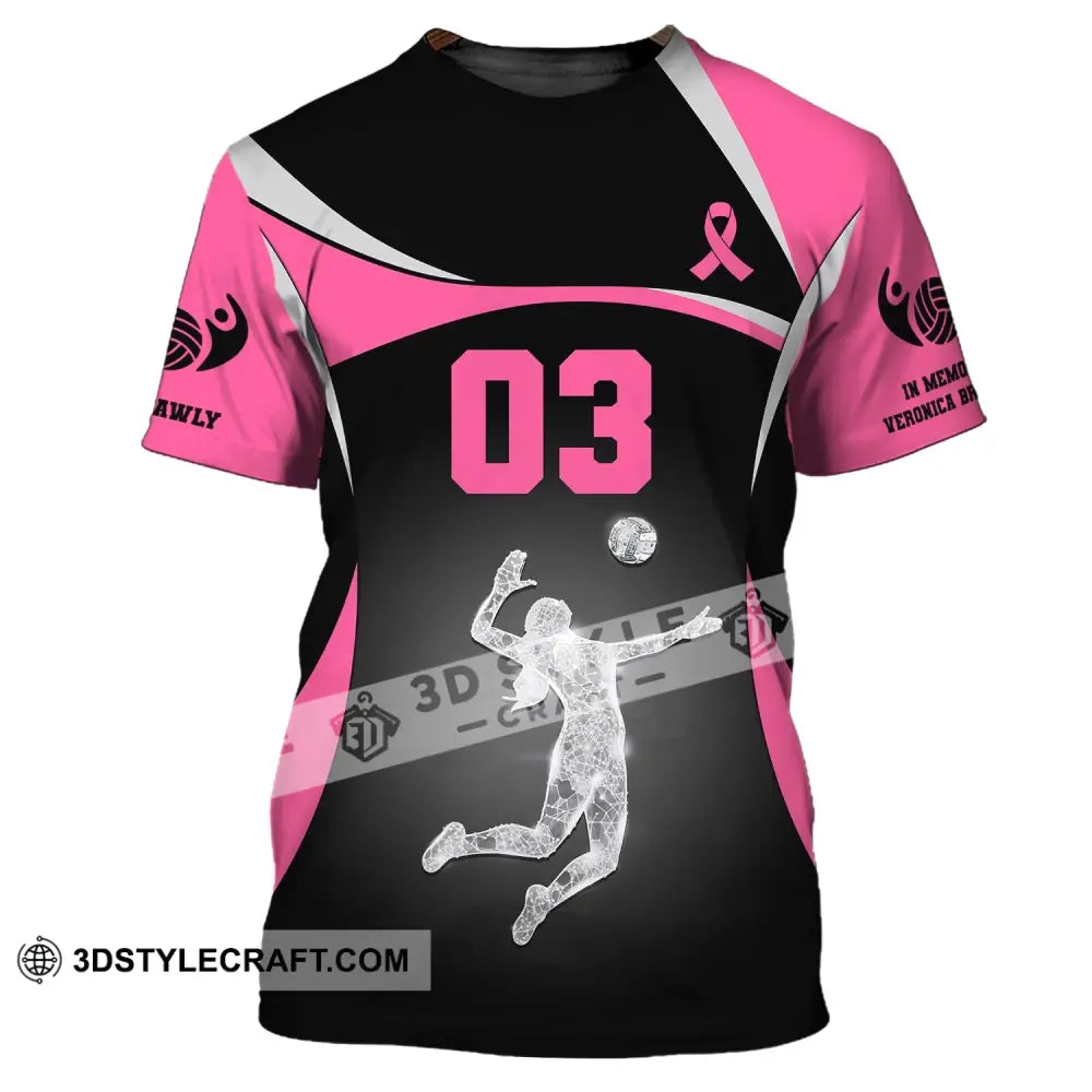 Woman Shirt Custom Name And Number Volleyball T-Shirt For Team Gift Players / S