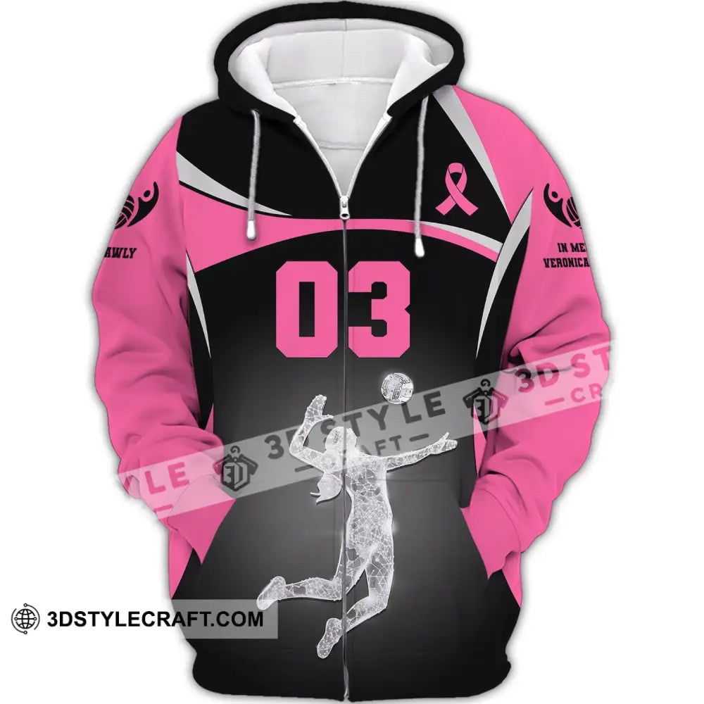 Woman Shirt Custom Name And Number Volleyball T-Shirt For Team Gift Players Zipper Hoodie / S