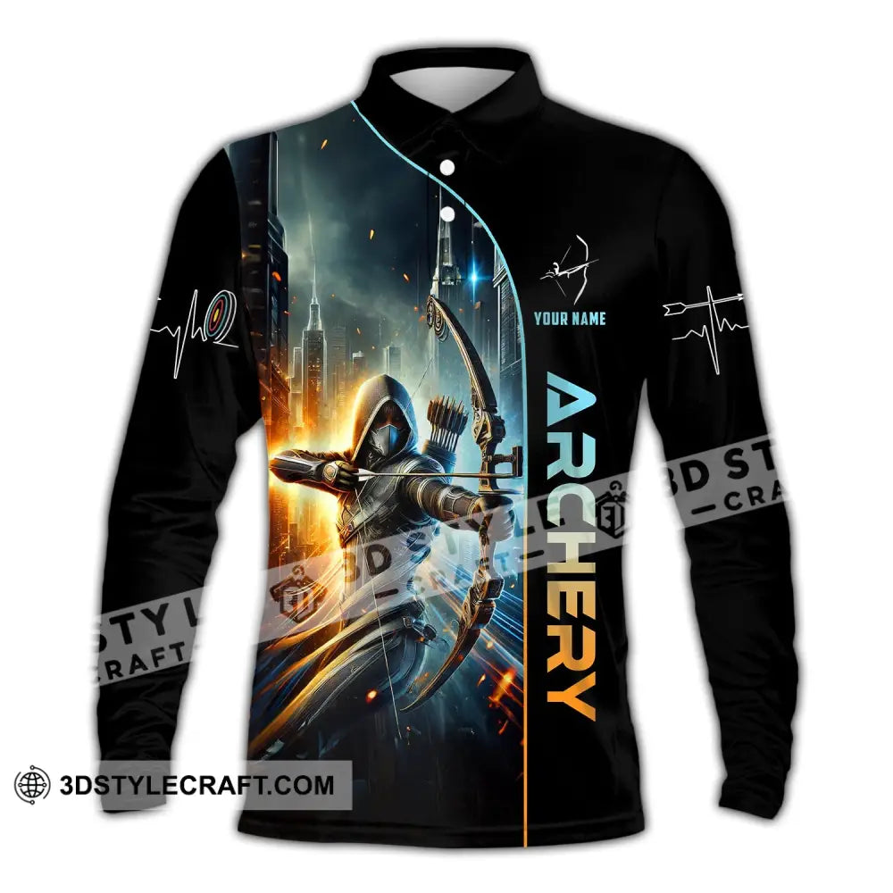 Woman Shirt Custom Name Archer Archery Polo Long Sleeve Gift / S T-Shirt