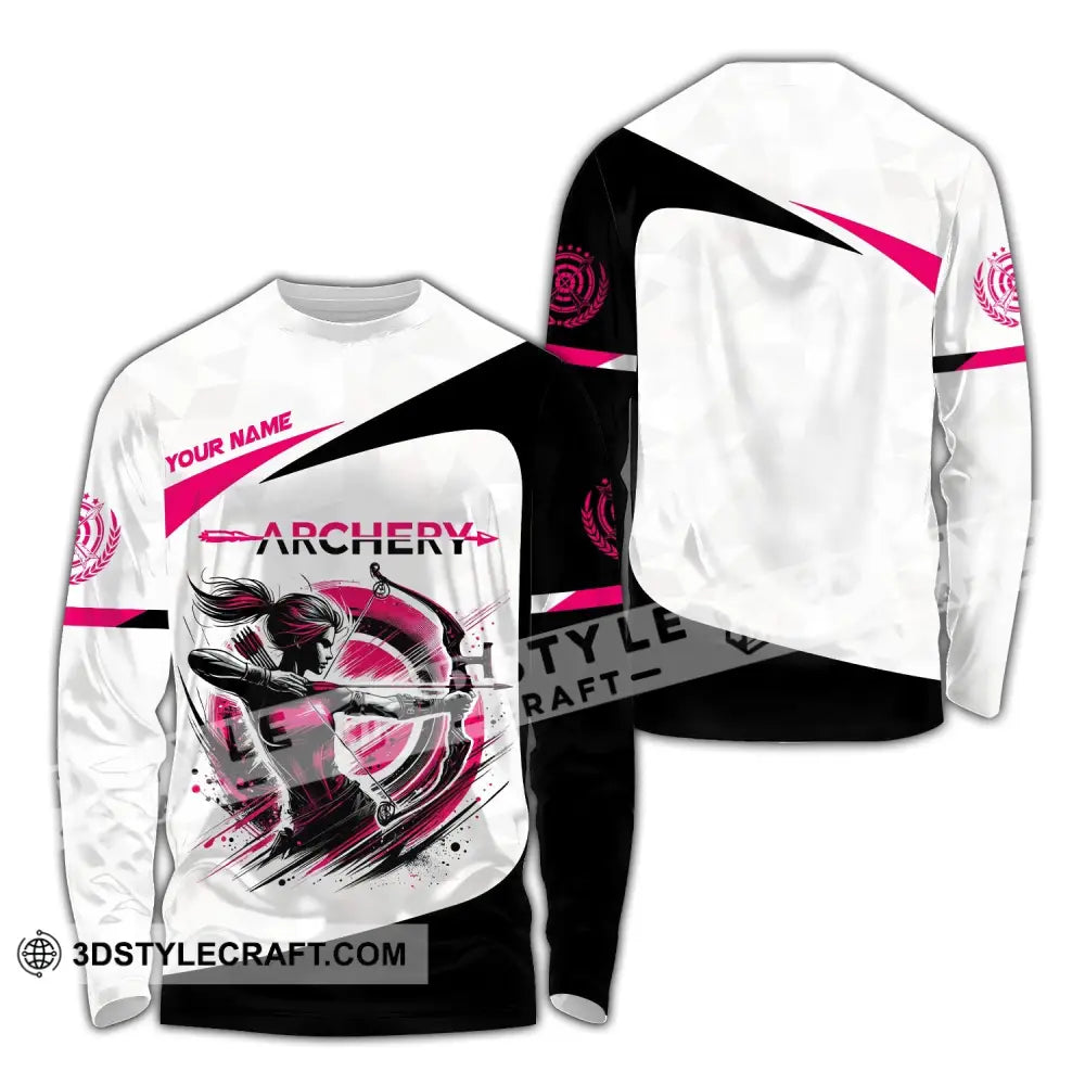 Woman Shirt Custom Name Archer Archery Team Uniform Gift Long Sleeve / S T-Shirt