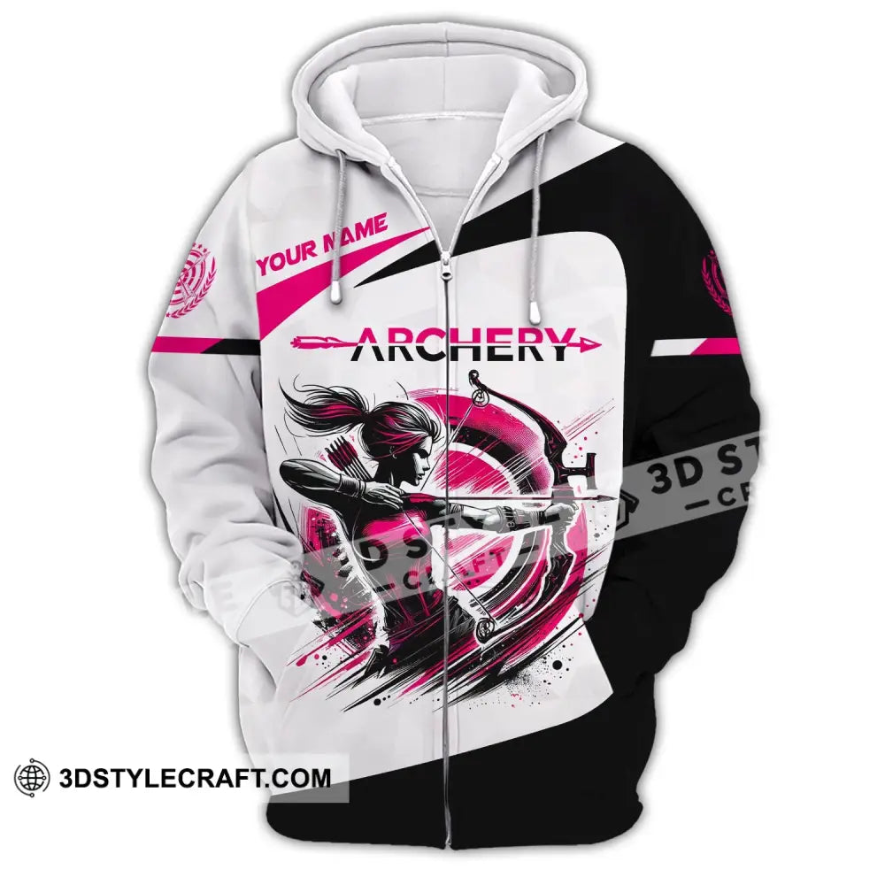 Woman Shirt Custom Name Archer Archery Team Uniform Gift Zipper Hoodie / S T-Shirt