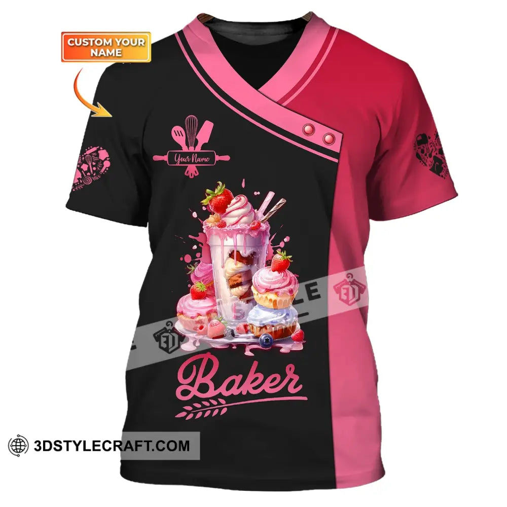 Woman Shirt Custom Name Baker Bakery Chef Baking Lovers Gift T-Shirt