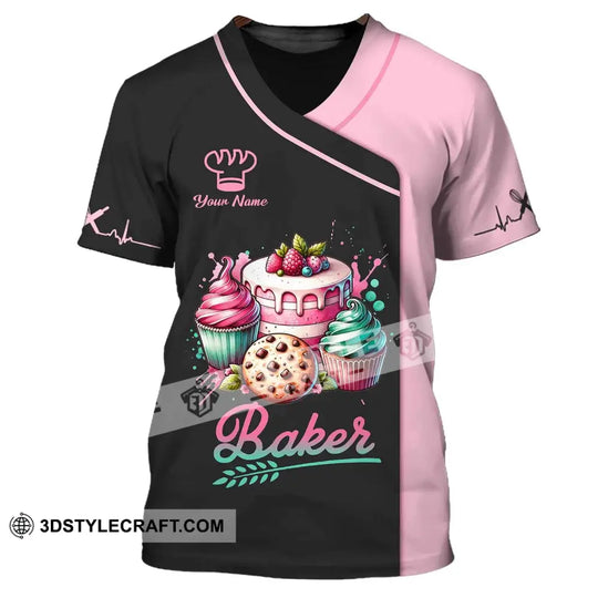 Woman Shirt, Custom Name Baker Shirt, Bakery Uniform Shirt, Bakery Chef, Baking Lovers Gift style option 2