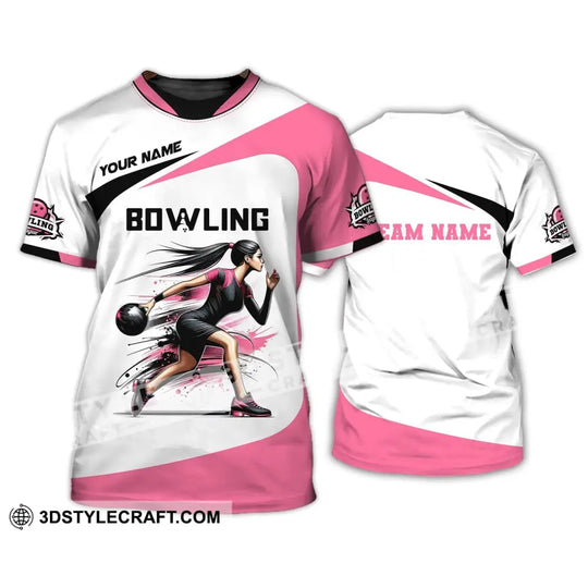 Woman Shirt, Custom Name Bowling Zip Polo Shirt, Shirt for Bowling Player, Bowling T-shirt style option 2