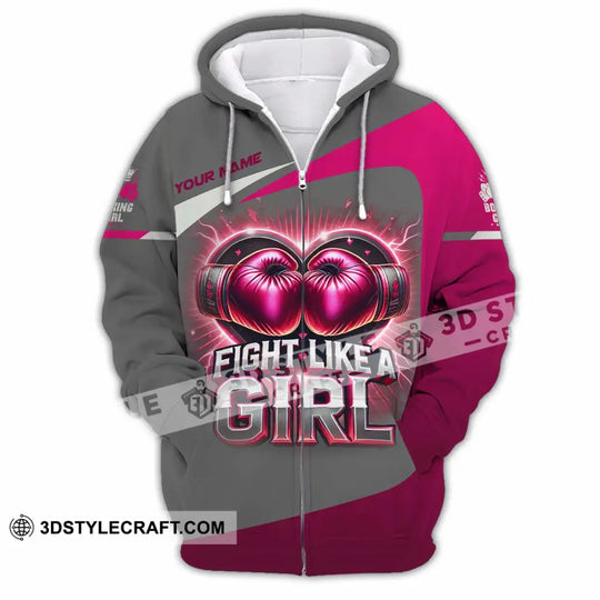 Woman Shirt, Custom Name Boxing Shirt, Boxing Polo Long Sleeve Shirt style option 3