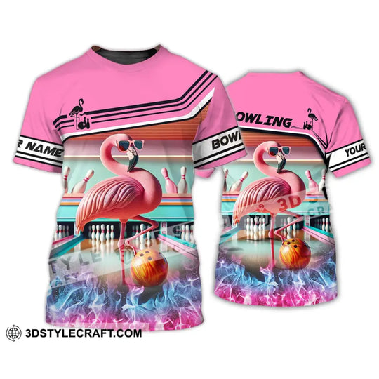 Woman Shirt - Custom Name Shirt, Flamingo Bowling Shirt - Gift for Bowling Lovers style option 2