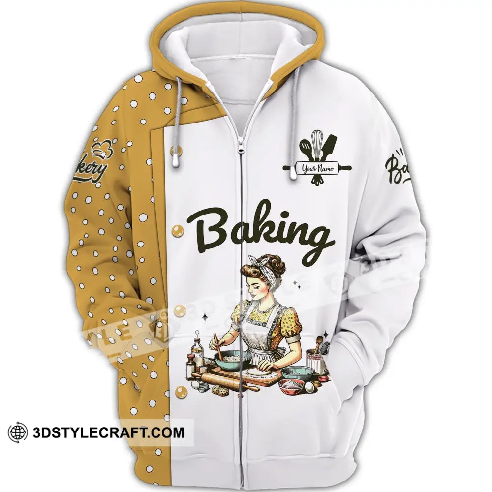 Woman Shirt Custom Name For Baker Bakery Chef Baking Lovers Gift Zipper Hoodie / S T-Shirt