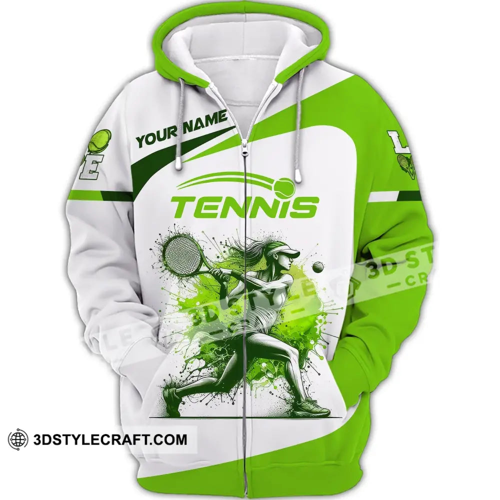 Woman Shirt Custom Name For Tennis Player T-Shirt Lover Gift Apparel Zipper Hoodie / S