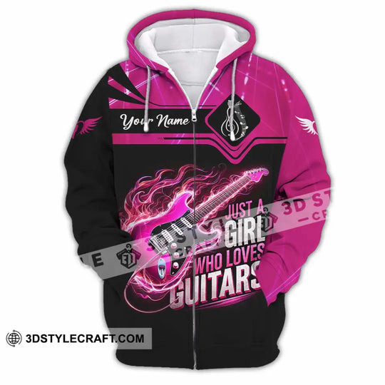 Woman Shirt, Custom Name Guitarist Girl Shirt, Guitar Love T-Shirt style option 3