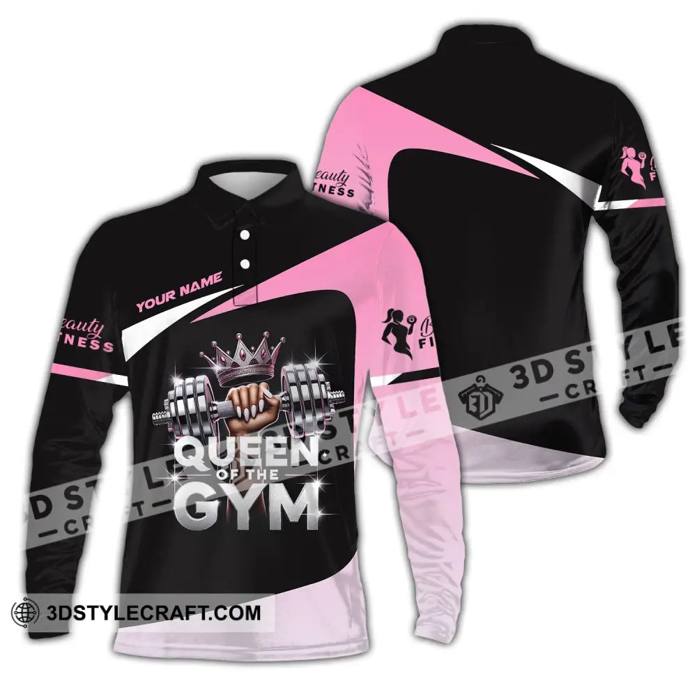 Woman Shirt Custom Name Gym Queen Of The T-Shirt Long Sleeve Polo / S T-Shirt