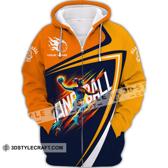 Woman Shirt, Custom Name Handball Shirt, Handball Lover Hoodie Shirt Polo Long Sleeve, Gift for Handball Players style option 3