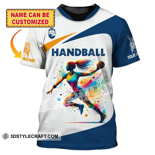 Woman Shirt, Custom Name Handball Player Shirt, Handball Hoodie Shirt Polo Long Sleeve, Gift for Handball Player style option 1