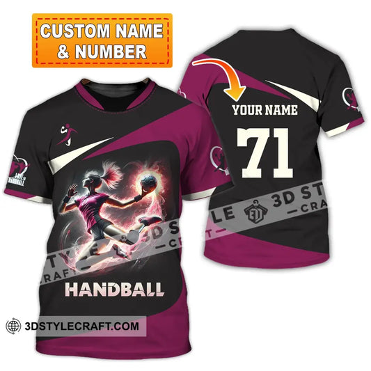 Woman Shirt Custom Name Handball Polo Long Sleeve Lover T-Shirt T-Shirt