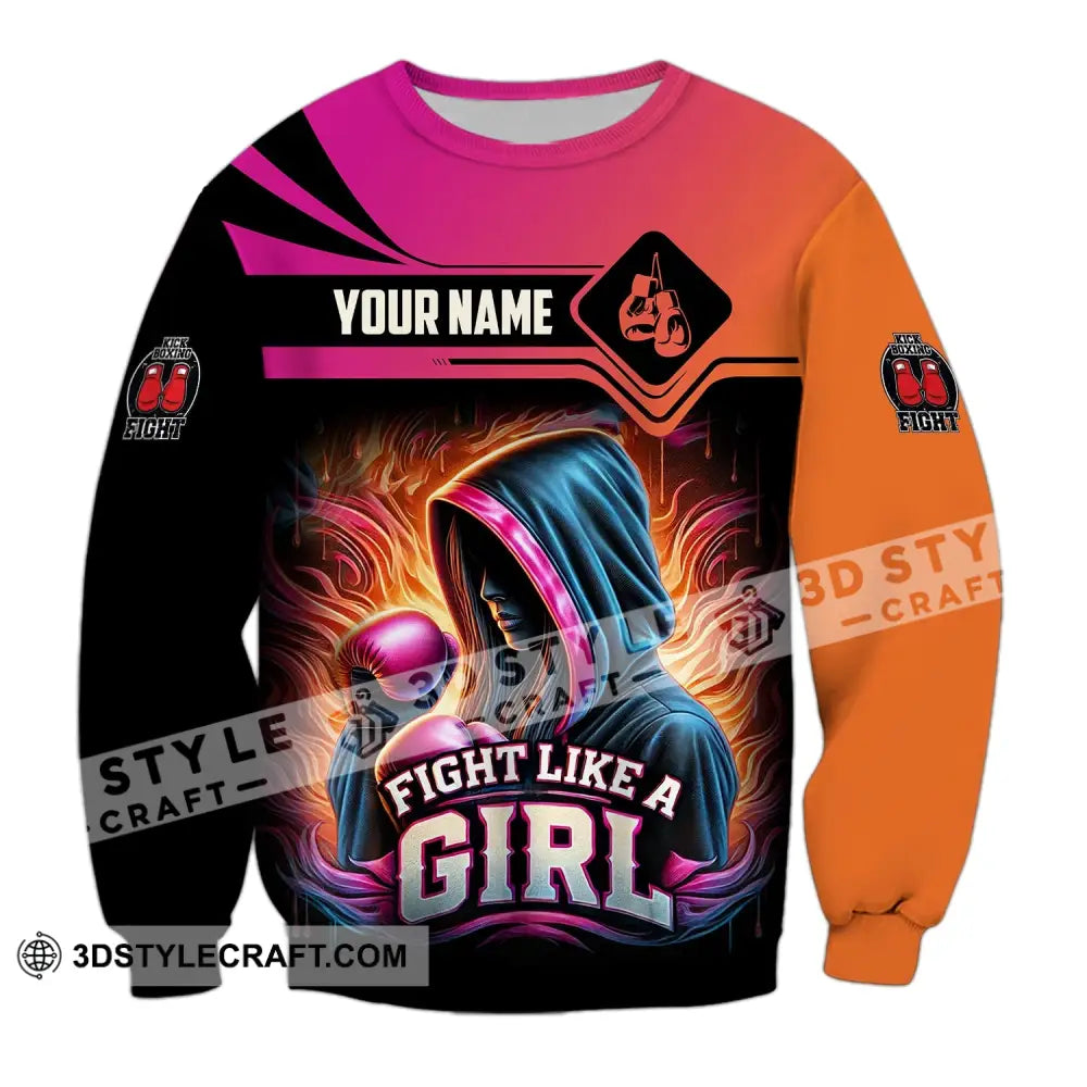 Woman Shirt Custom Name Kick Boxing Polo Long Sleeve Gift / S T-Shirt