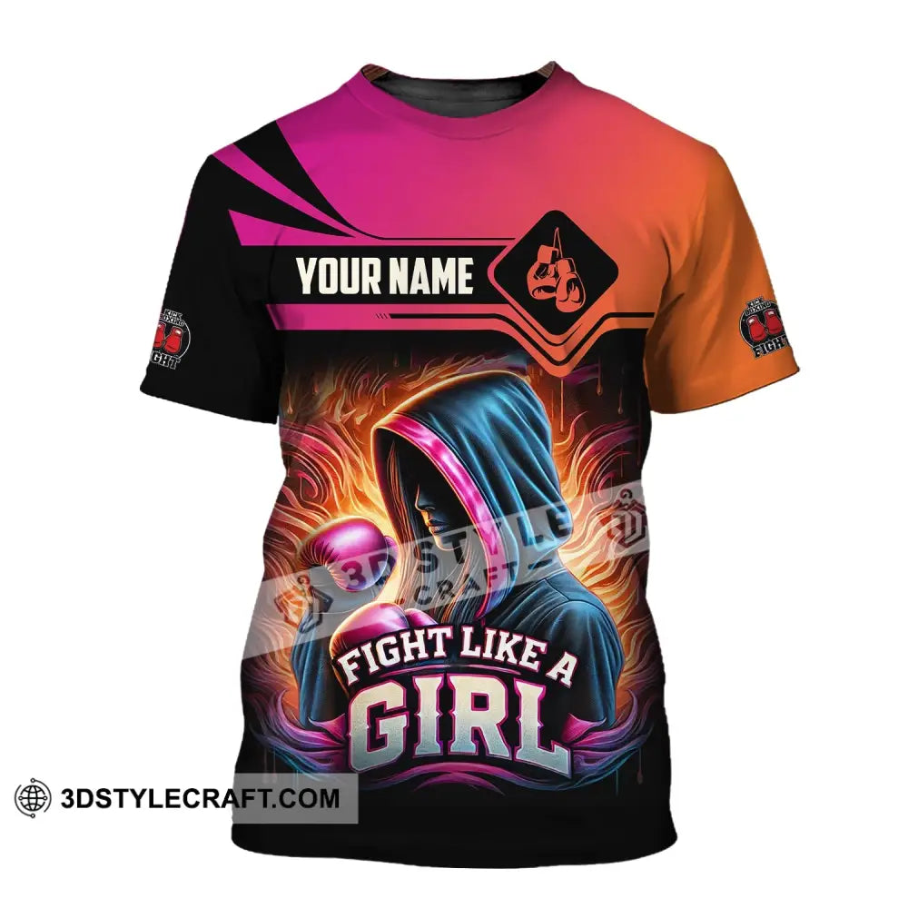 Woman Shirt Custom Name Kick Boxing Polo Long Sleeve Gift T-Shirt / S T-Shirt