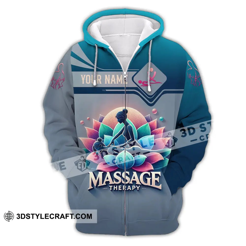 Woman Shirt Custom Name Massage Therapist T-Shirt For Therapists Uniform Zipper Hoodie / S T-Shirt