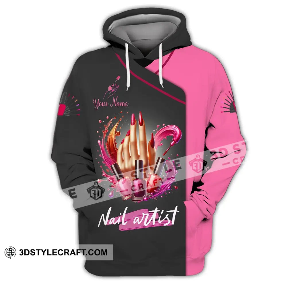 Woman Shirt Custom Name Nail Artist T-Shirt For Shop Uniform Gift Hoodie / S T-Shirt