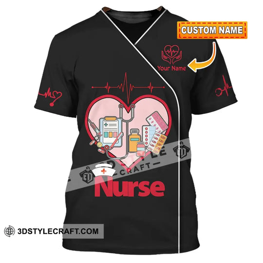 Woman Shirt, Custom Name Nurse Shirt, Nurse Polo Long Sleeve, Nurse Love T-Shirt style option 1