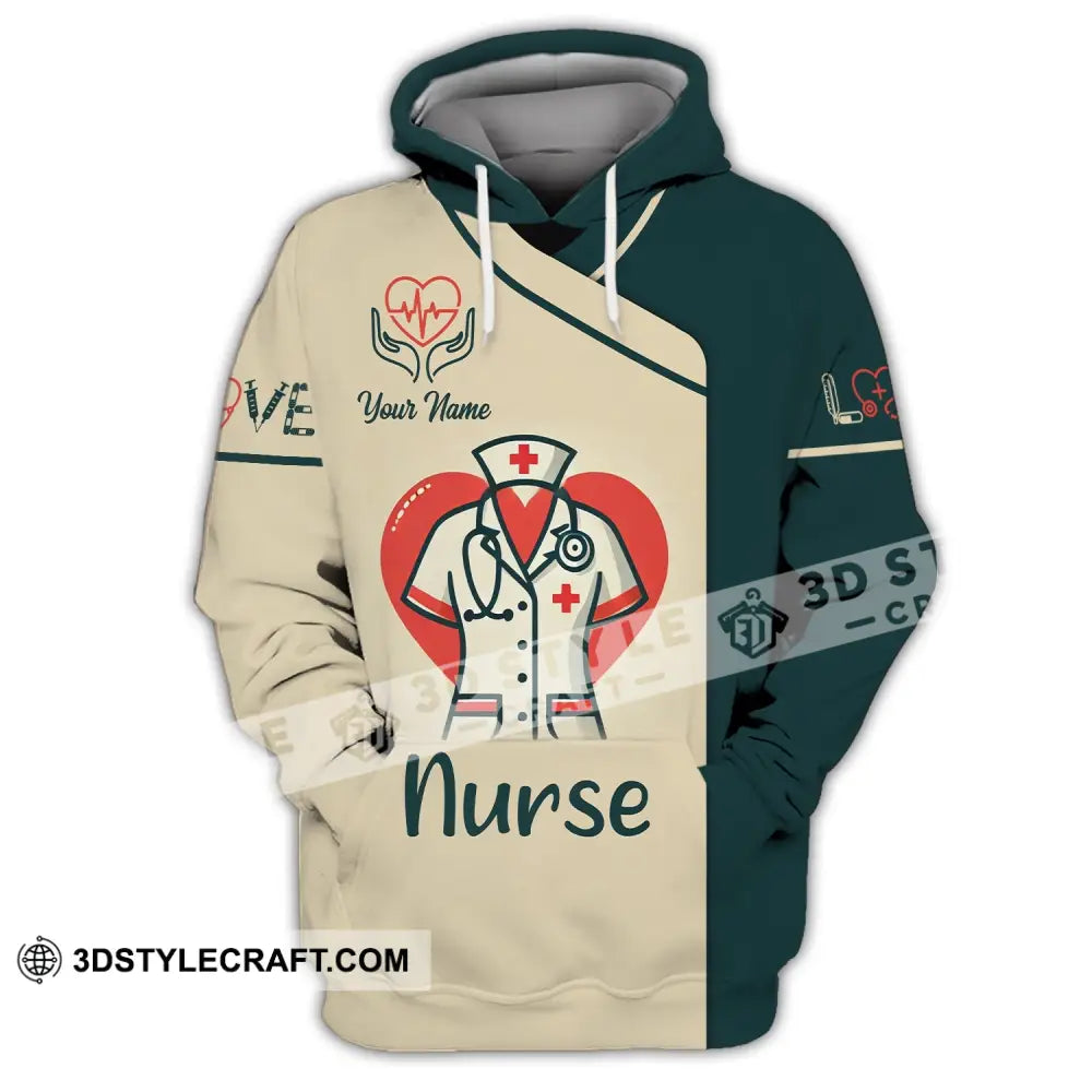 Woman Shirt Custom Name Nurse Polo Long Sleeve Love T-Shirt Hoodie / S T-Shirt