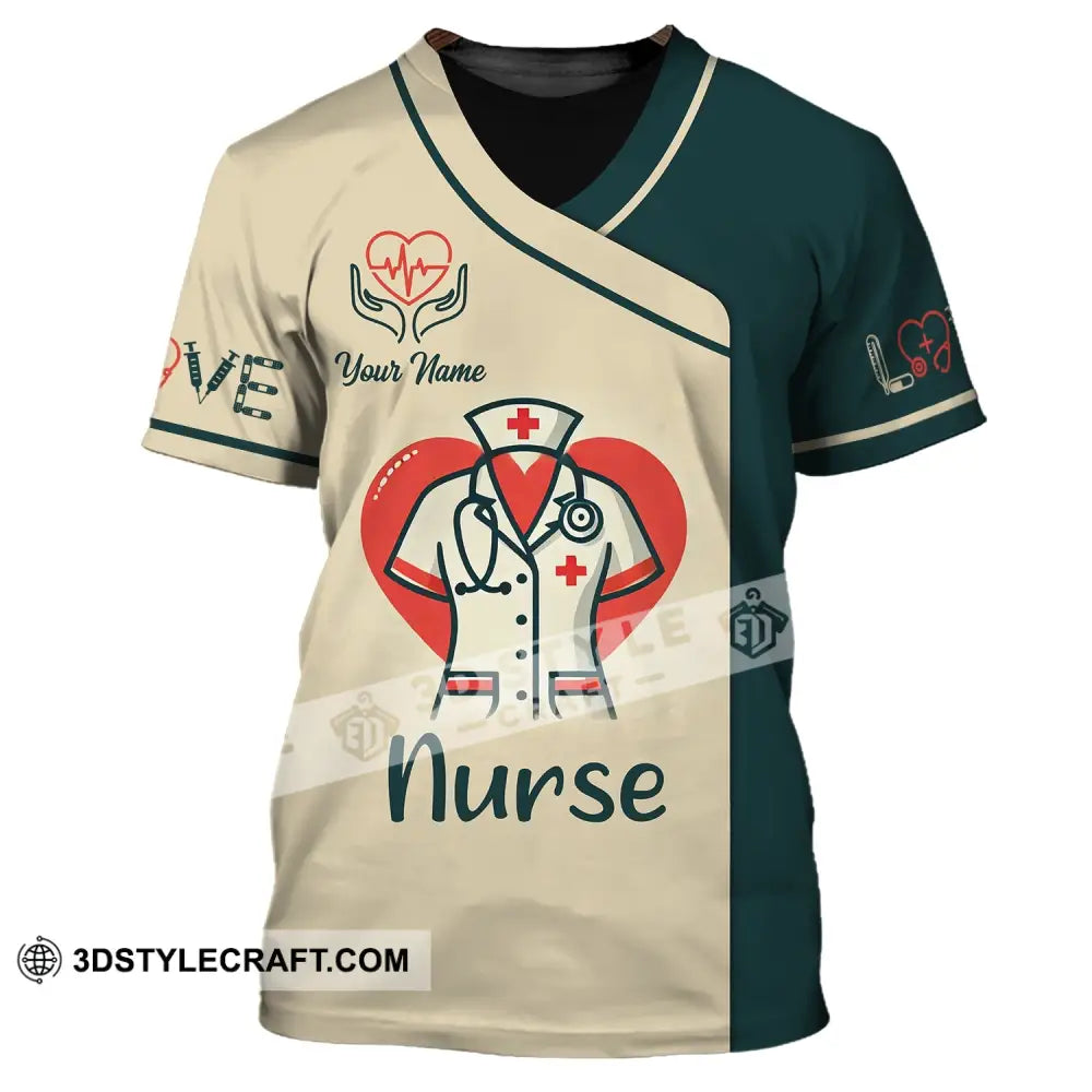 Woman Shirt Custom Name Nurse Polo Long Sleeve Love T-Shirt / S T-Shirt