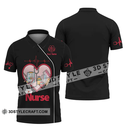 Woman Shirt, Custom Name Nurse Shirt, Nurse Polo Long Sleeve, Nurse Love T-Shirt style option 4