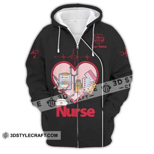 Woman Shirt, Custom Name Nurse Shirt, Nurse Polo Long Sleeve, Nurse Love T-Shirt style option 3