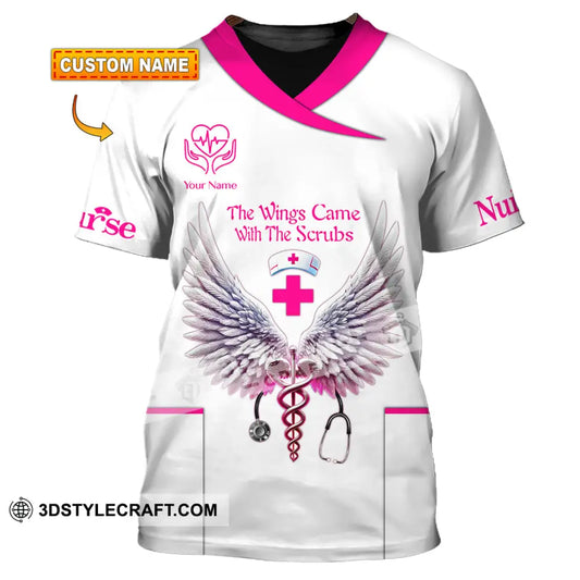 Woman Shirt Custom Name Nurse Polo Long Sleeve Uniform T-Shirt