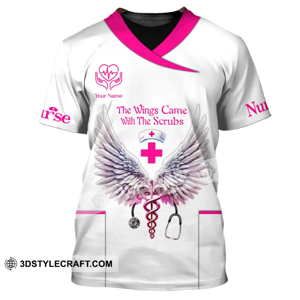 Woman Shirt Custom Name Nurse Polo Long Sleeve Uniform T-Shirt / S T-Shirt