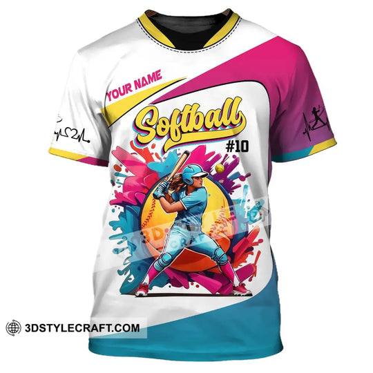 Woman Shirt, Custom Name Softball Shirt, Softball Polo Long Sleeve, Softball Lover Gift style option 3