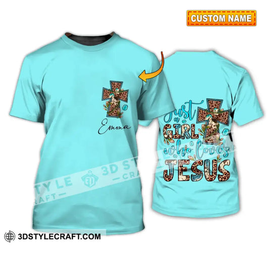 Woman Shirt - Custom Name T-Shirt Just A Girl Who Loves Jesus T-Shirt