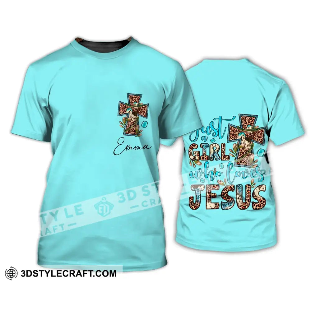 Woman Shirt - Custom Name T-Shirt Just A Girl Who Loves Jesus / S T-Shirt