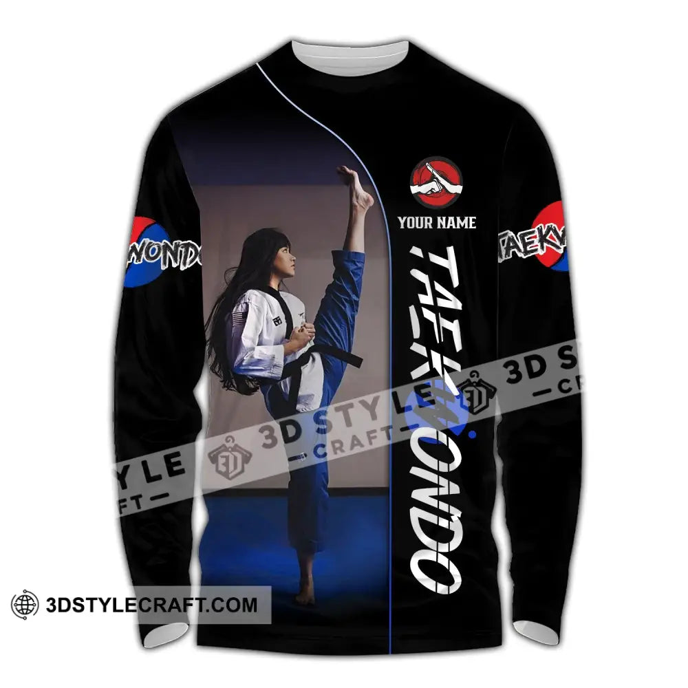 Woman Shirt Custom Name Taekwondo Hoodie Polo Long Sleeve Gift For Lovers / S T-Shirt