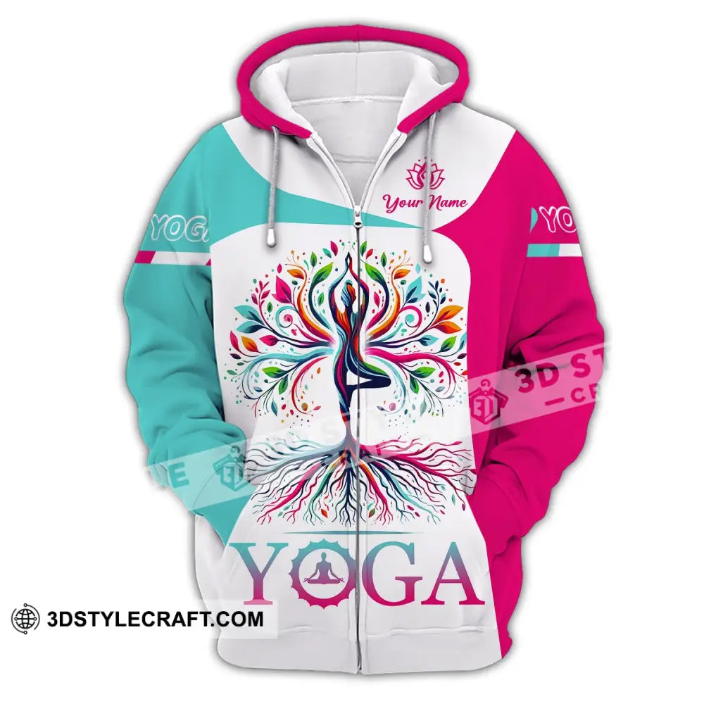 Woman Shirt Custom Name Yoga T-Shirt Hoodie Long Sleeve Gift For Lover Zipper / S T-Shirt