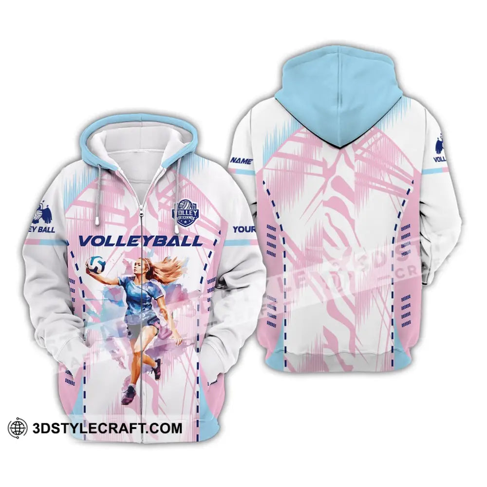 Woman Shirt Volleyball Custom Team T-Shirt For Club Gift Players Zipper Hoodie / S