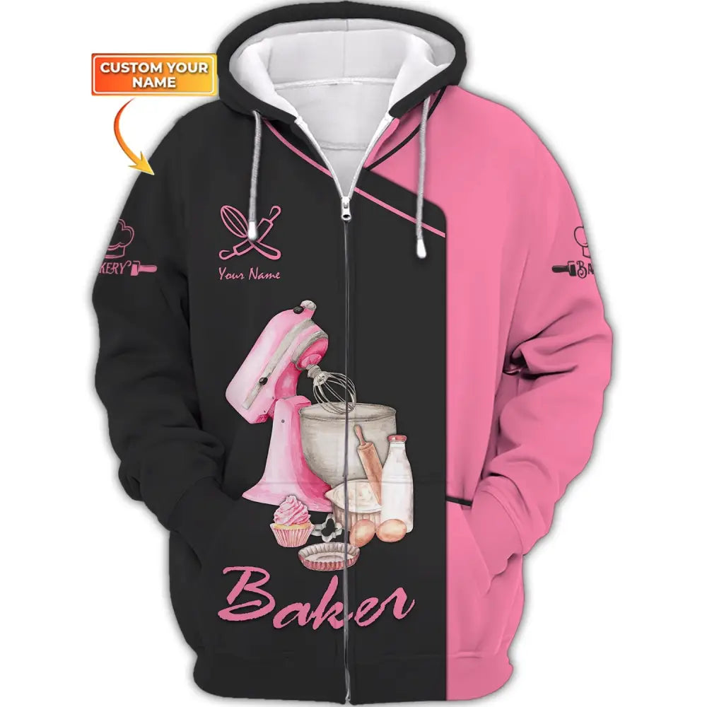 Women Shirt Baking Lover Baker Sportwear Zipper Hoodie / S T-Shirt