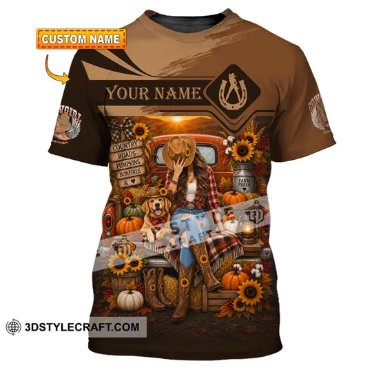 Women Shirt - Custom Autumn Cowgirl Shirt style option 1