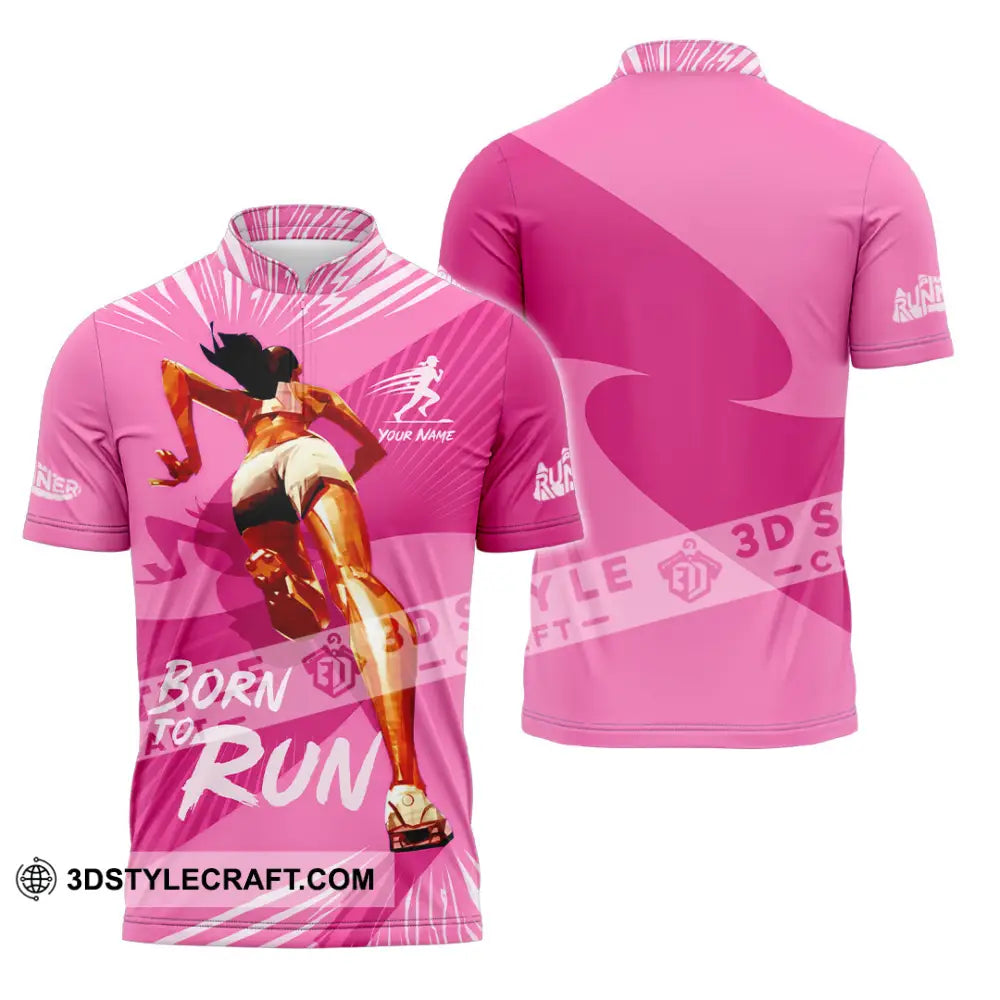 Women Shirt - Custom Born To Run Shirt - Zipper Polo Shirt / S - T-shirt