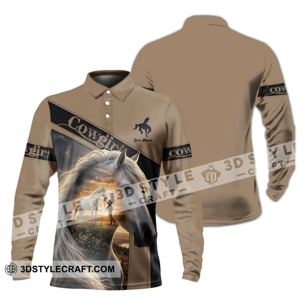 Women Shirt - Custom Cowgirl Shirt - Long Sleeve Polo / S - T-shirt