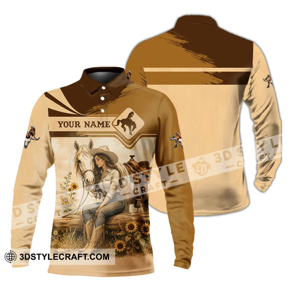 Women Shirt - Custom Cowgirl Shirt - Long Sleeve Polo / S - T-shirt