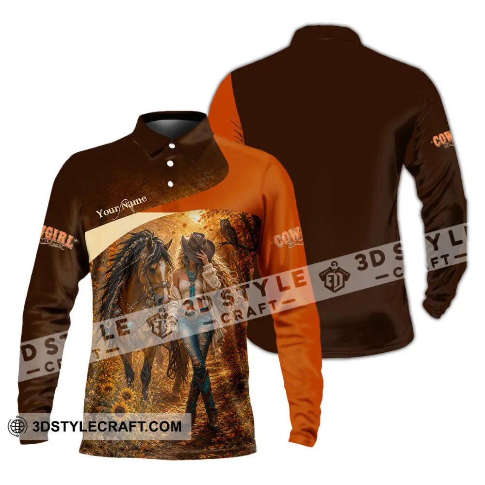 Women Shirt - Custom Cowgirl Shirt - Long Sleeve Polo / S - T-shirt
