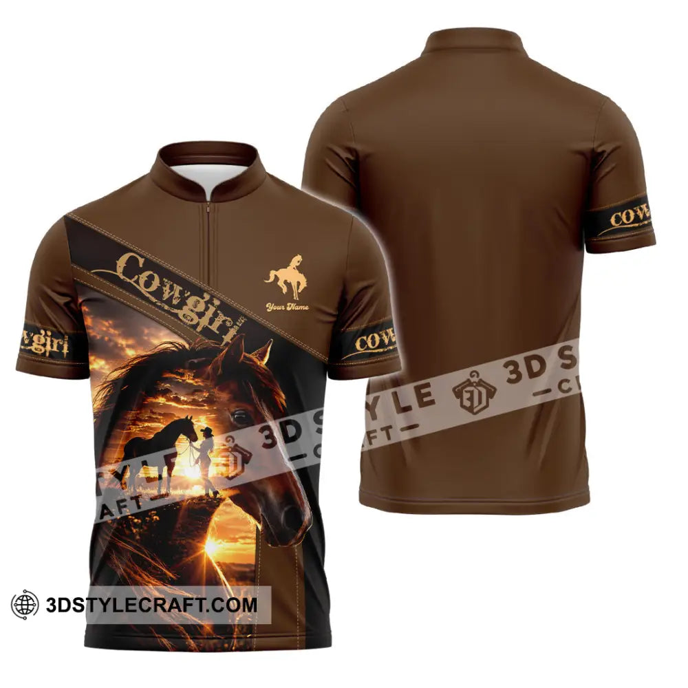 Women Shirt - Custom Cowgirl Shirt - Zipper Polo Shirt / S - T-shirt