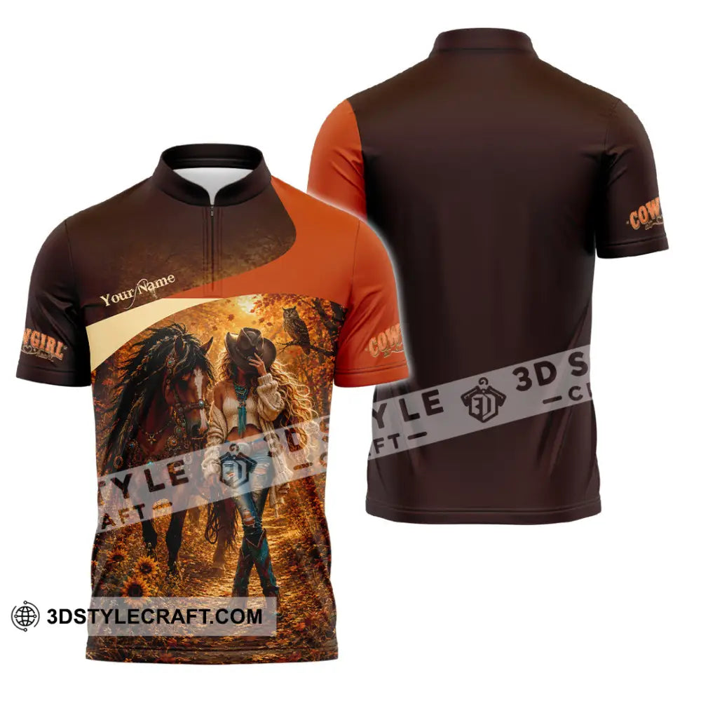 Women Shirt - Custom Cowgirl Shirt - Zipper Polo Shirt / S - T-shirt
